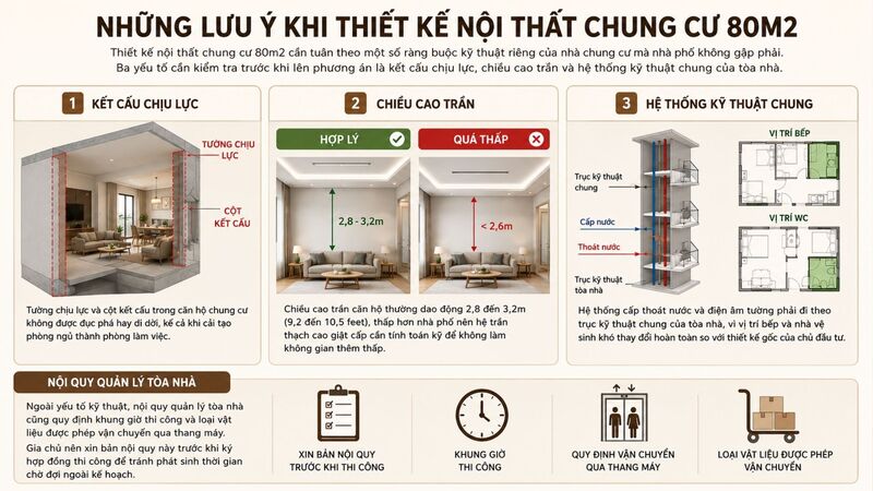 Những lưu ý khi thiết kế nội thất chung cư 80m2