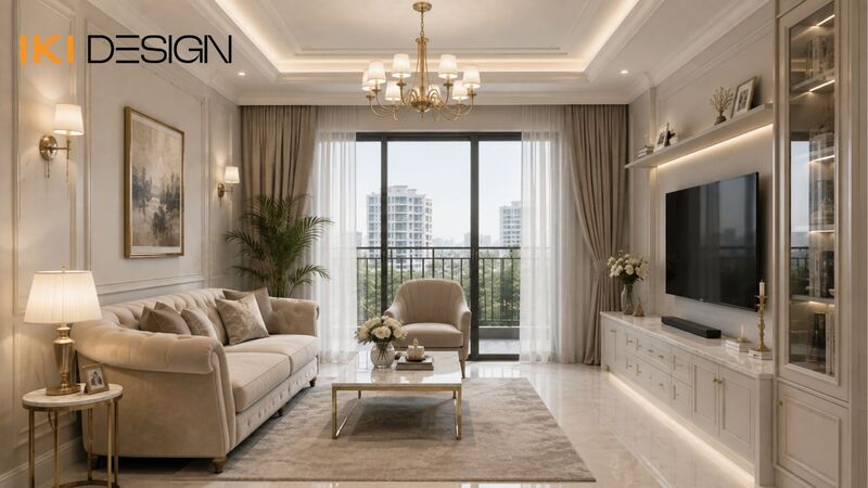 Thiết kế nội thất chung cư 80m2 phong cách tân cổ điển