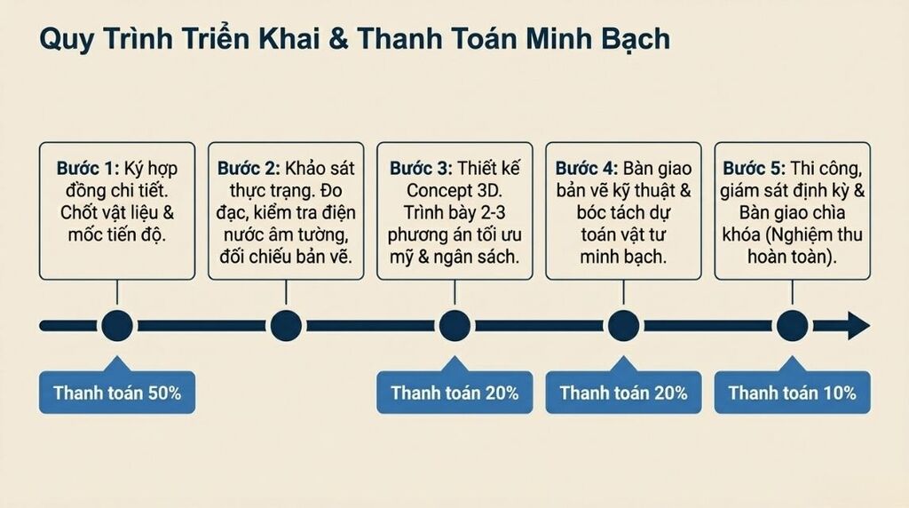 Quy trình thi công hoàn thiện nhà Nha Trang tiêu chuẩn tại IKI Design Quy trình thi công hoàn thiện nhà Nha Trang tiêu chuẩn tại IKI Design