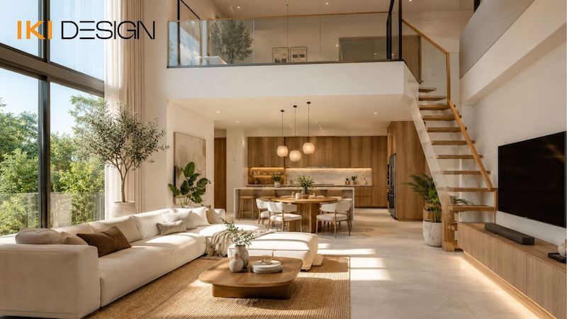Phòng khách căn hộ Duplex 1 phòng ngủ trần cao thông tầng Phòng khách căn hộ Duplex 1 phòng ngủ trần cao thông tầng
