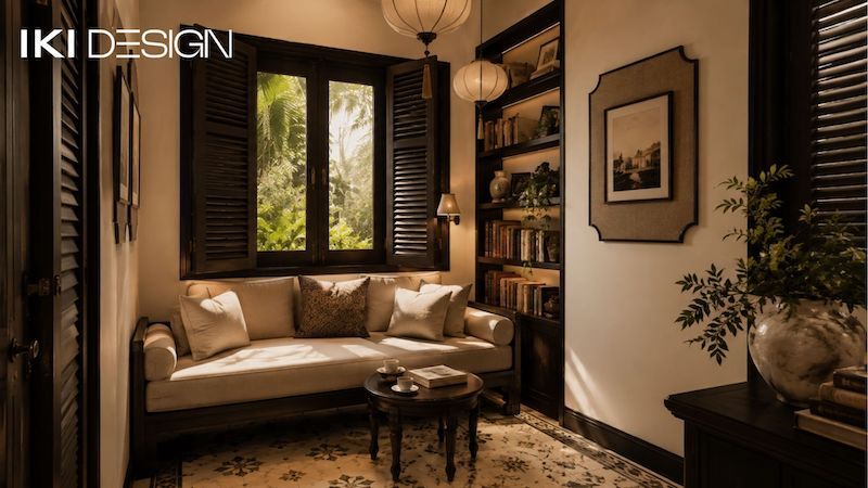 Góc đọc sách Duplex phong cách Indochine Góc đọc sách Duplex phong cách Indochine