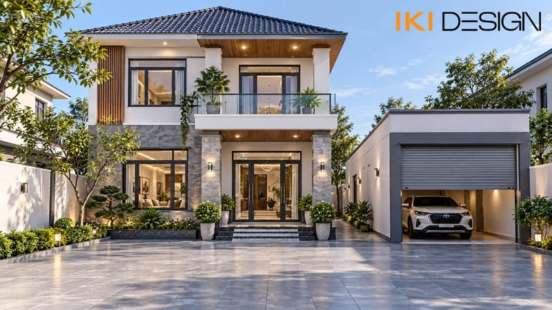 Mẫu nhà 8x10m có gara ô tô