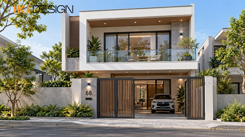 Mẫu nhà 2 tầng mặt tiền 8m sâu 10m hiện đại