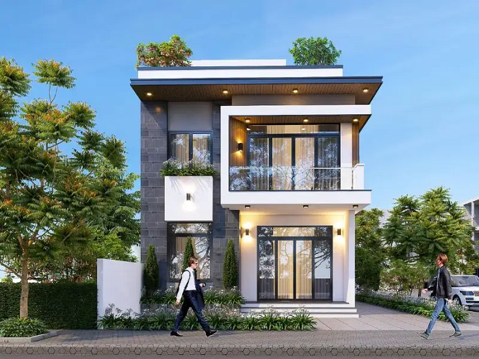 Mẫu nhà 2 tầng mặt tiền 8m sâu 10m