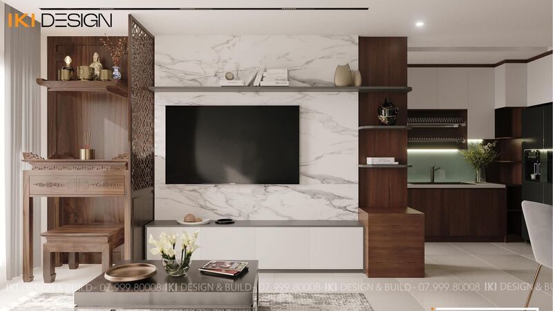 Phòng khách căn hộ Silas Apartment do IKI Design thiết kế và thi công 