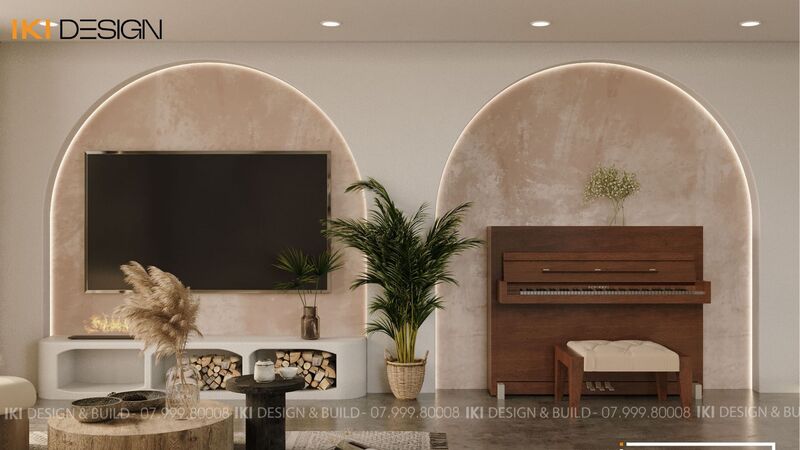 Phòng khách căn hộ H's Apartment do IKI Design thiết kế và thi công 