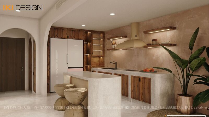 Phòng bếp căn hộ H's Apartment do IKI Design thiết kế và thi công 