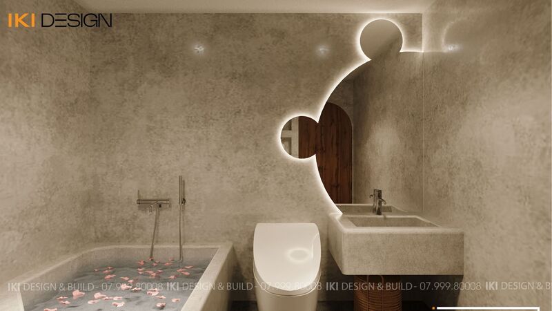Phòng tắm căn hộ H's Apartment do IKI Design thiết kế và thi công 