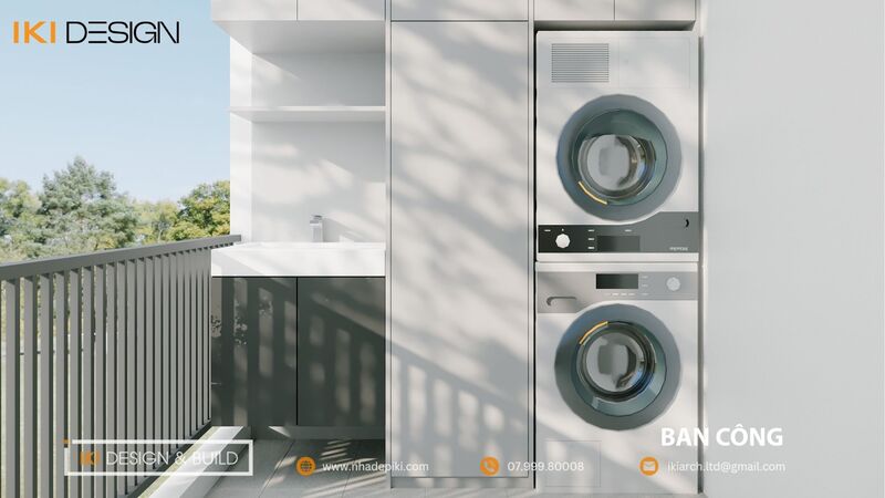 Ban công căn hộ CT2 VCN do IKI Design thiết kế và thi công 