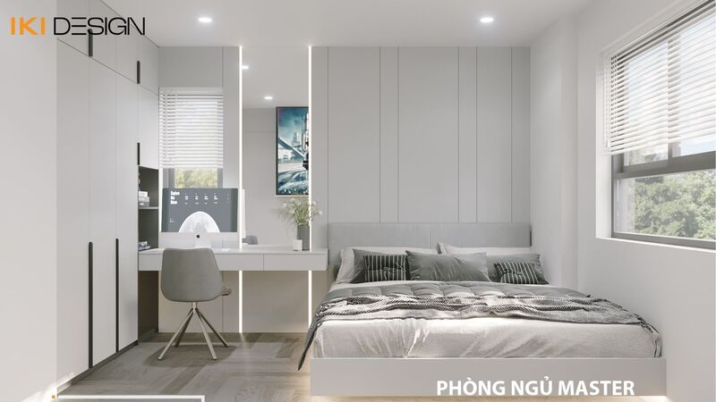 Phòng ngủ master căn hộ CT2 VCN do IKI Design thiết kế và thi công 
