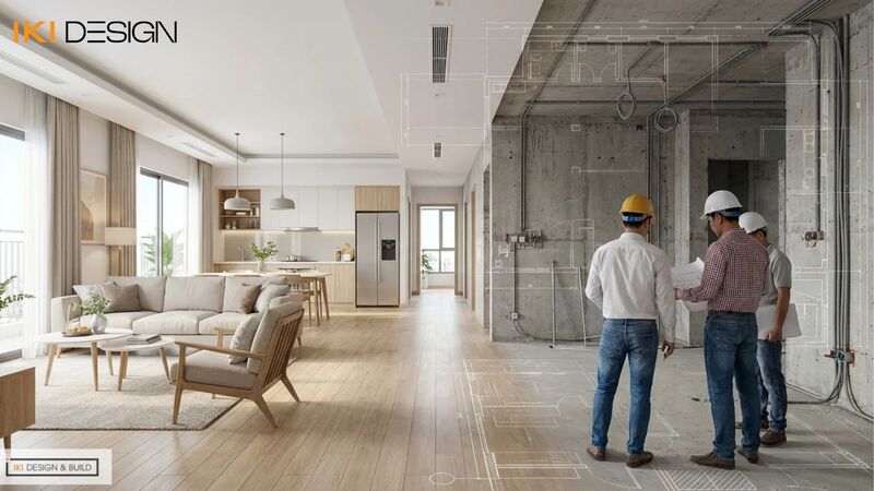 Quy trình 5 bước thiết kế thi công nội thất chung cư 100m2 tại IKI Design