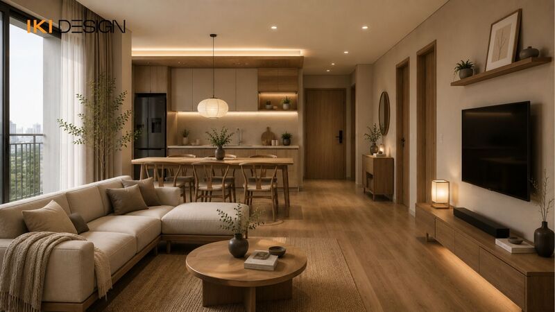 Nội thất chung cư 70m² theo phong cách Japandi