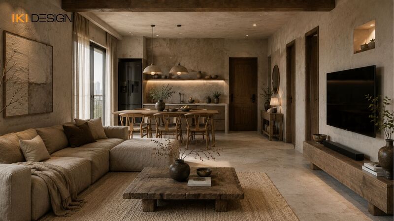 Nội thất chung cư 70m² theo phong cách Wabi Sabi