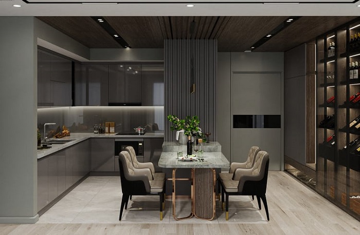 Thiết kế phòng bếp & khu ăn uống căn hộ 70m2