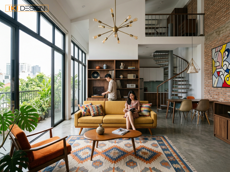 Sofa vàng mù tạt và đèn Sputnik mang đến không gian Retro phóng khoáng, đậm chất nghệ thuật cho bạn Sofa vàng mù tạt và đèn Sputnik mang đến không gian Retro phóng khoáng, đậm chất nghệ thuật cho bạn