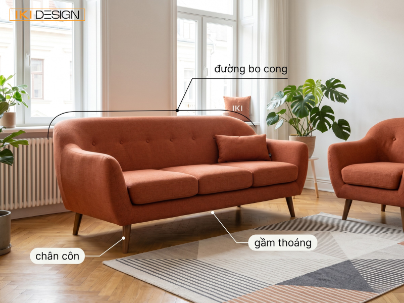 Đường cong mềm mại và chân vát giúp nội thất Retro khéo léo tối ưu không gian sống Đường cong mềm mại và chân vát giúp nội thất Retro khéo léo tối ưu không gian sống