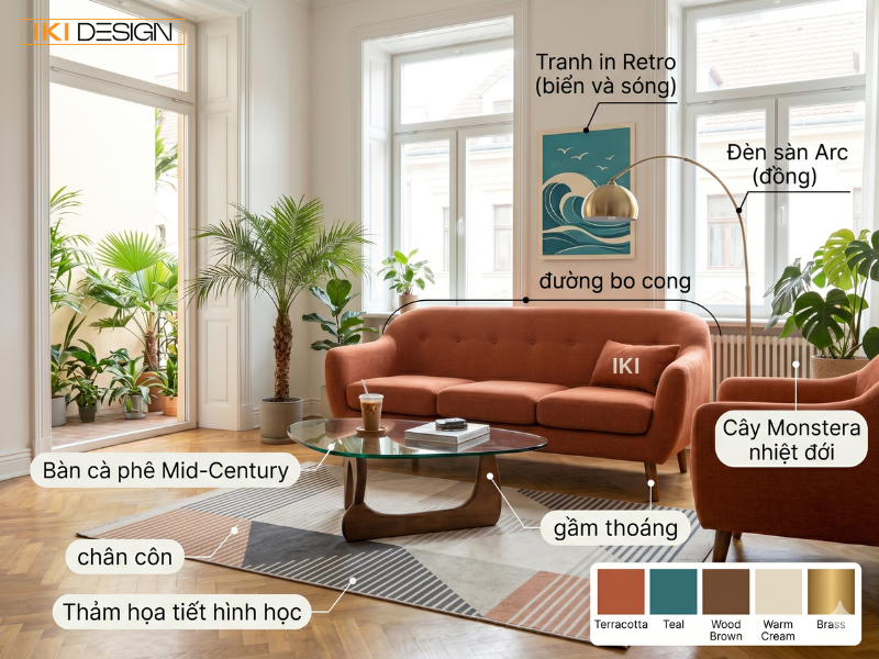 Sofa chân côn và bàn trà Mid-century tạo nên không gian Retro thoáng đãng, đầy cảm hứng cho bạn Sofa chân côn và bàn trà Mid-century tạo nên không gian Retro thoáng đãng, đầy cảm hứng cho bạn