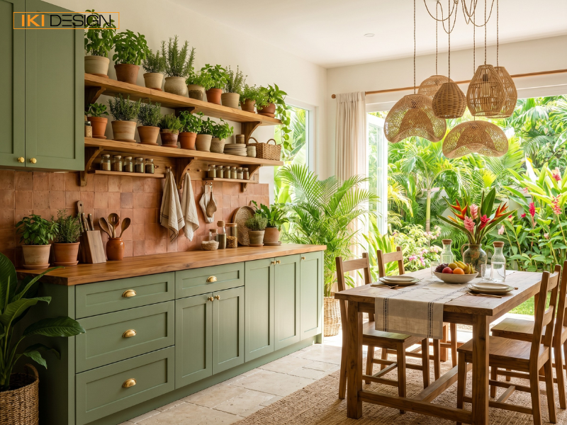 Phòng bếp Tropical kết hợp hài hòa vật liệu tự nhiên và tiện nghi hiện đại, tạo nên không gian nấu nướng ấm cúng Phòng bếp Tropical kết hợp hài hòa vật liệu tự nhiên và tiện nghi hiện đại, tạo nên không gian nấu nướng ấm cúng