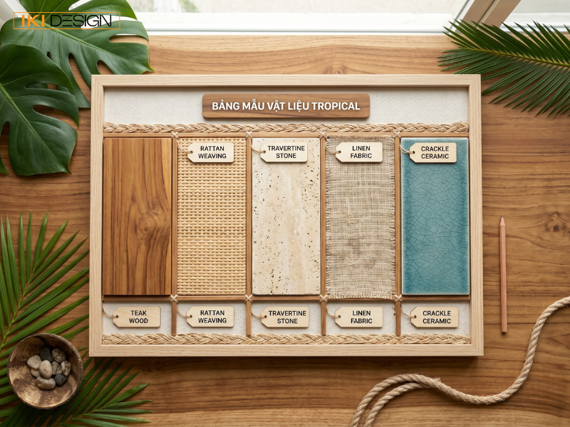 Vật liệu tự nhiên như gỗ, mây tre và đá là yếu tố cốt lõi tạo nên không gian Tropical đặc trưng Vật liệu tự nhiên như gỗ, mây tre và đá là yếu tố cốt lõi tạo nên không gian Tropical đặc trưng