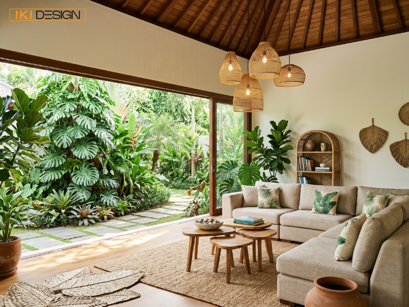 Thiết kế phòng khách Tropical yên bình, ngập tràn ánh sáng tự nhiên và cây xanh, tạo cảm giác nghỉ dưỡng tại gia Thiết kế phòng khách Tropical yên bình, ngập tràn ánh sáng tự nhiên và cây xanh, tạo cảm giác nghỉ dưỡng tại gia