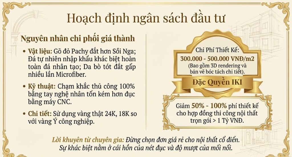 Giá thiết kế cho loại hình biệt thự, nhà phố phong cách cổ điển Giá thiết kế cho loại hình biệt thự, nhà phố phong cách cổ điển
