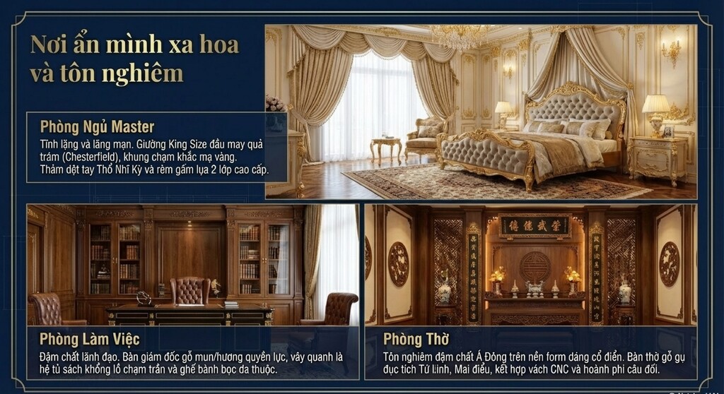 Thiết kế phòng ngủ Master phong cách nội thất cổ điển Thiết kế phòng ngủ Master phong cách nội thất cổ điển