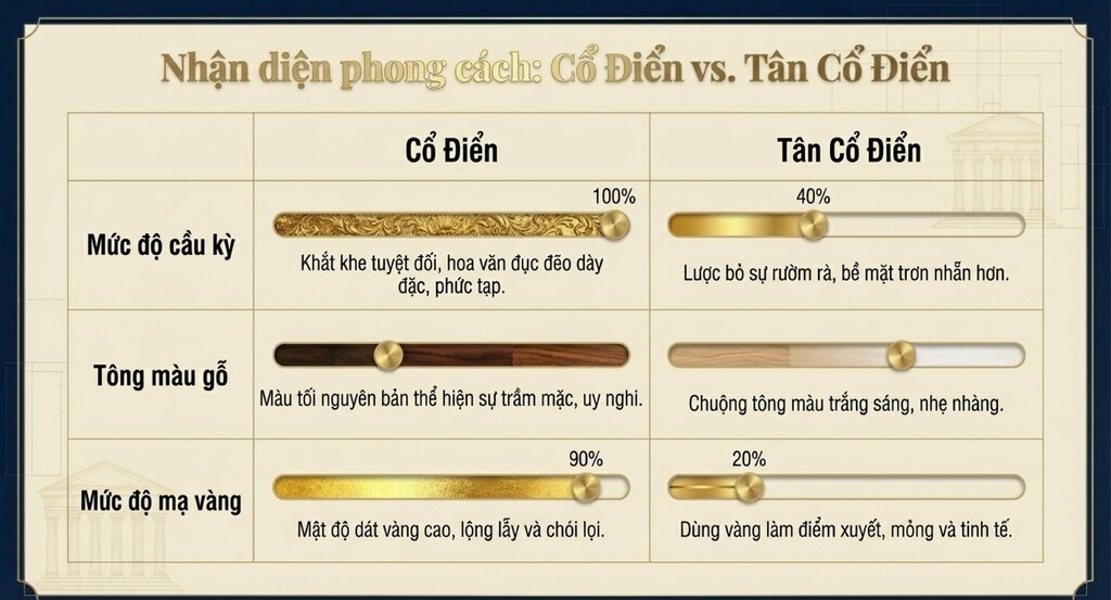 Sự khác biệt giữa nội thất Cổ điển và Tân cổ điển là gì? Sự khác biệt giữa nội thất Cổ điển và Tân cổ điển là gì?