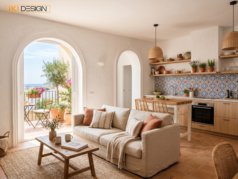 Hệ cửa vòm và gạch Mosaic giúp bạn sở hữu không gian Địa Trung Hải mộc mạc, đầy tinh tế