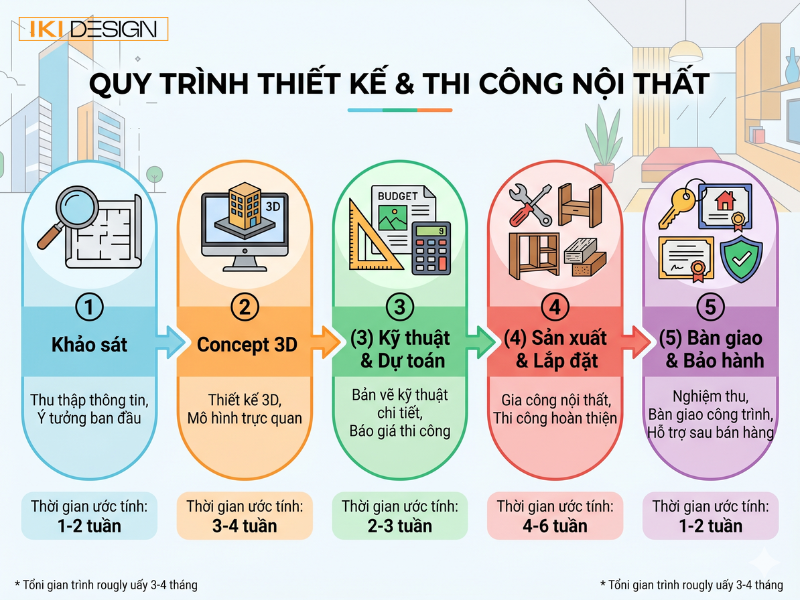 Bạn hãy tin tưởng quy trình thi công 5 bước của IKI để sở hữu không gian sống hoàn mỹ nhất