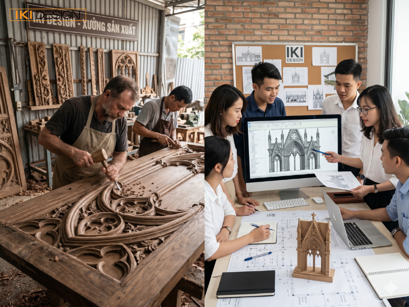 IKI Design mang đến không gian Gothic đẳng cấp nhờ đội ngũ thợ lành nghề và xưởng sản xuất nội thất riêng IKI Design mang đến không gian Gothic đẳng cấp nhờ đội ngũ thợ lành nghề và xưởng sản xuất nội thất riêng