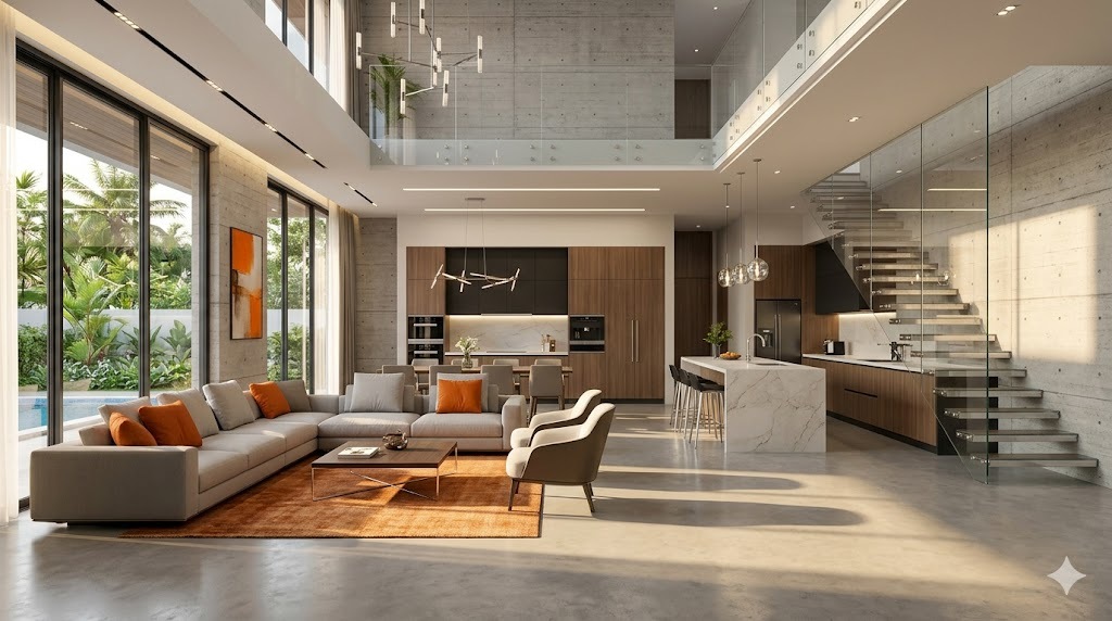 Phân chia không gian theo xu hướng mở (Open Concept) Phân chia không gian theo xu hướng mở (Open Concept)