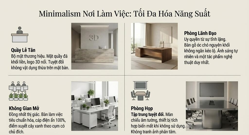 Thiết kế nội thất văn phòng phong cách tối giản (Office Minimalism)