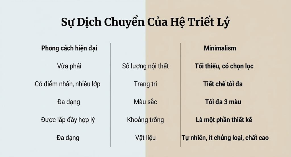 So sánh chi tiết nội thất hiện đại và phong cách Minimalism