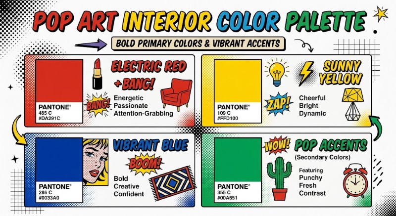 Bảng màu phong cách Pop Art trong thiết kế tương phản Bảng màu phong cách Pop Art trong thiết kế tương phản