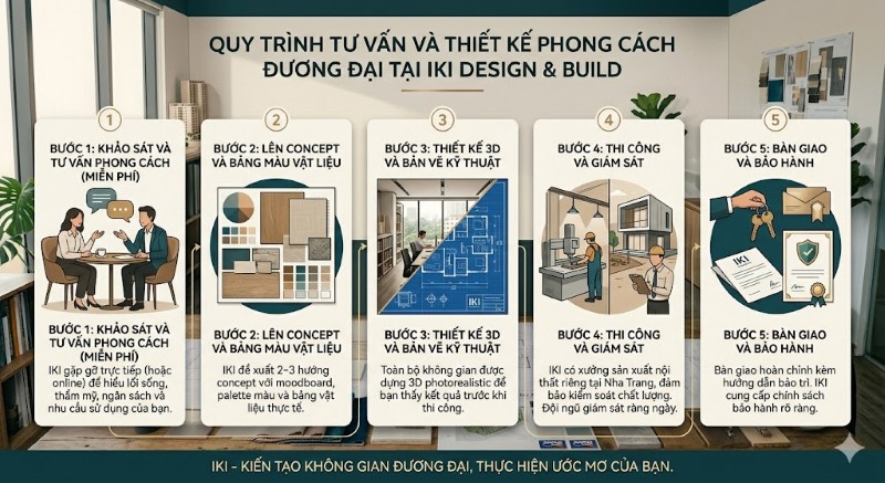 Quy trình tư vấn và thiết kế phong cách đương đại tại IKI Design & Build