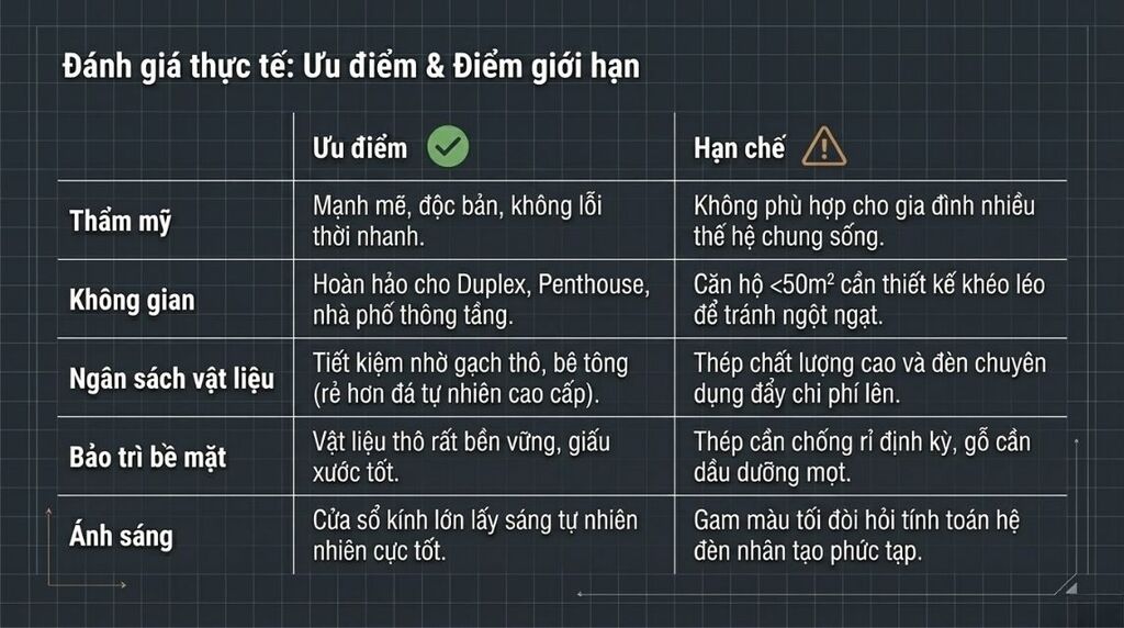 Ưu và nhược điểm của phong cách Industrial Ưu và nhược điểm của phong cách Industrial