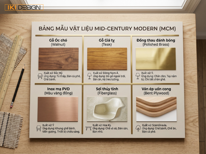 Vật liệu MCM kết hợp gỗ tự nhiên và kim loại hiện đại, tạo nên không gian sống bền bỉ và tinh tế
