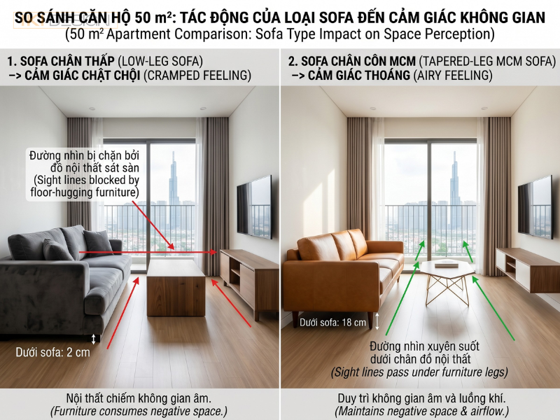 Nội thất chân côn và thiết kế mở giúp tối ưu không gian, tạo cảm giác thông thoáng cho mọi diện tích nhà ở