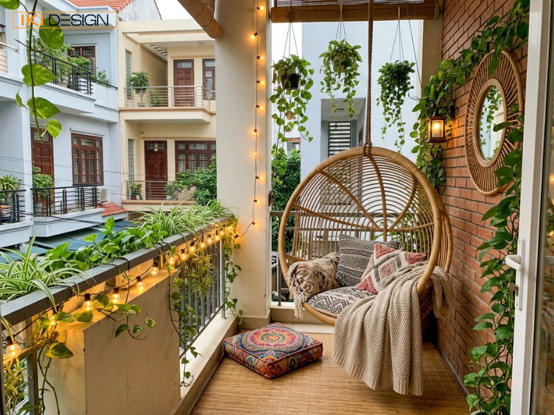 Đèn mây tua rua tỏa ánh sáng ấm, điểm nhấn Bohemian mộc mạc, phóng khoáng cho không gian ngoài trời