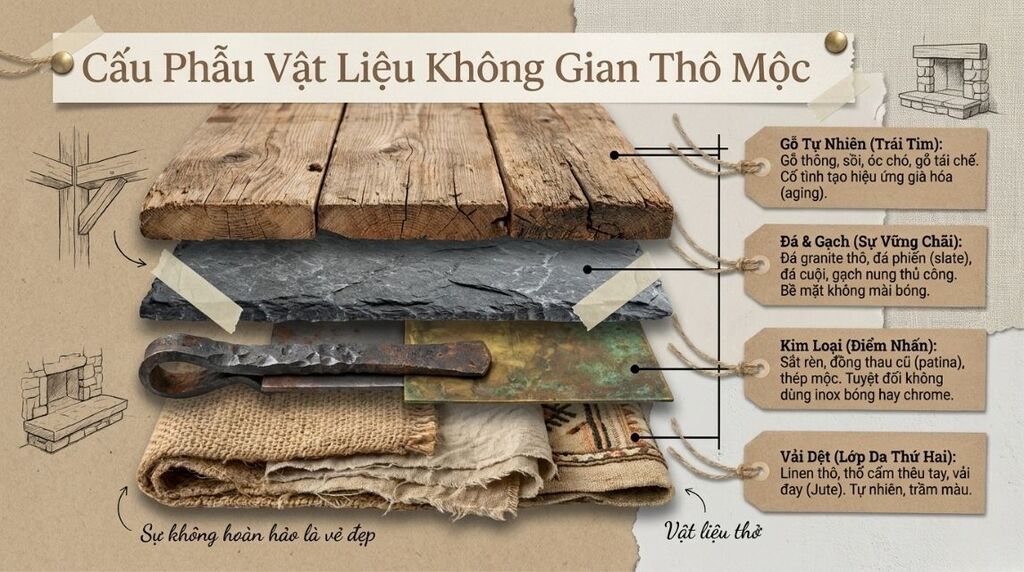 Vật liệu thô và bề mặt không xử lý Vật liệu thô và bề mặt không xử lý