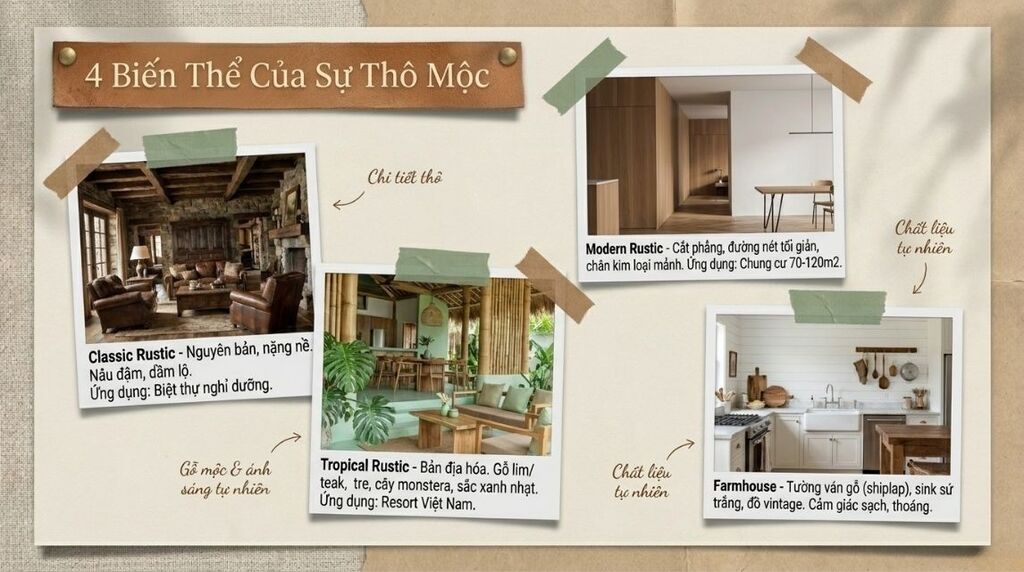 Các biến thể của phong cách Rustic Các biến thể của phong cách Rustic
