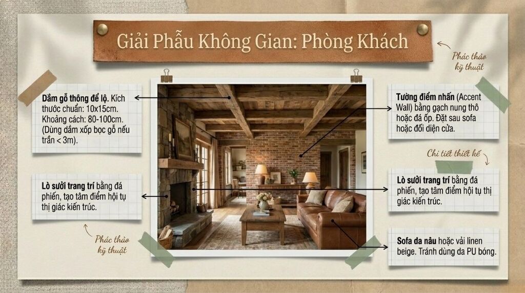 Phòng khách phong cách nội thất Rustic Phòng khách phong cách nội thất Rustic