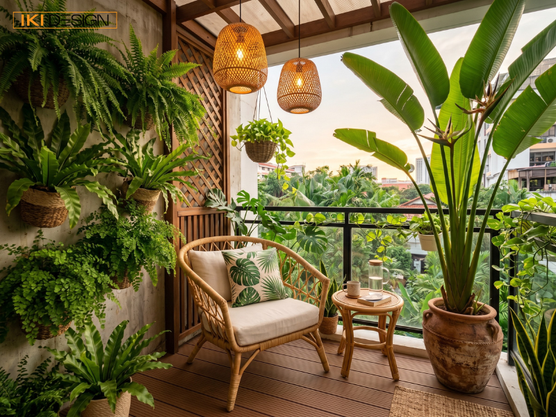 Ban công Tropical kết hợp cây xanh và mây tre, tạo góc nghỉ dưỡng yên bình ngay trong diện tích nhỏ Ban công Tropical kết hợp cây xanh và mây tre, tạo góc nghỉ dưỡng yên bình ngay trong diện tích nhỏ