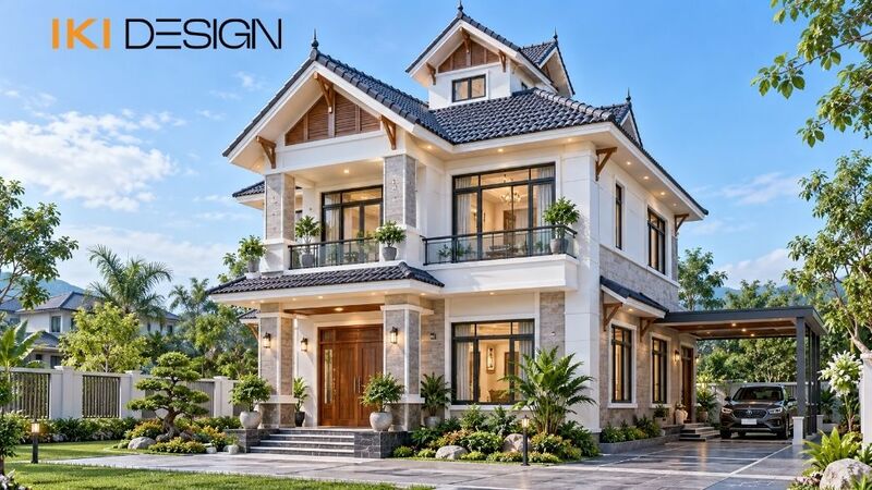 Mẫu nhà 2 tầng mái Thái 1 tum Mẫu nhà 2 tầng mái Thái 1 tum