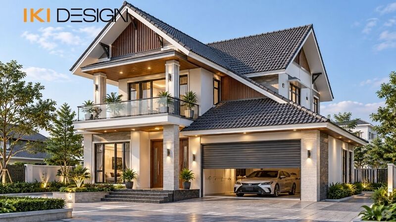 Mẫu nhà 2 tầng mái Thái có gara Mẫu nhà 2 tầng mái Thái có gara