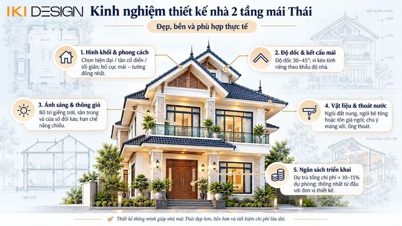 Kinh nghiệm thiết kế nhà 2 tầng mái Thái Kinh nghiệm thiết kế nhà 2 tầng mái Thái