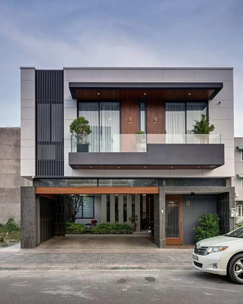 Mẫu nhà vuông 2 tầng mái bằng