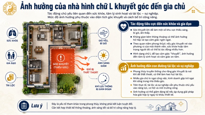 Ảnh hưởng của nhà hình chữ L khuyết góc đến gia chủ Ảnh hưởng của nhà hình chữ L khuyết góc đến gia chủ