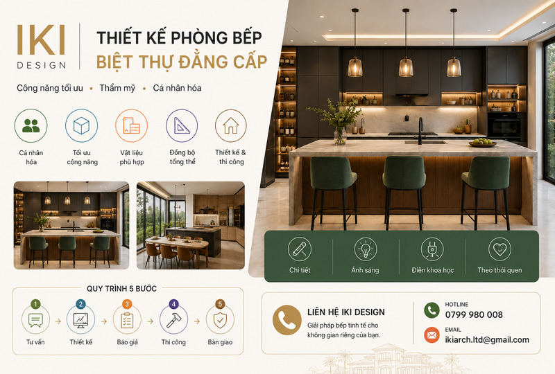 IKI Design - Đơn vị thiết kế phòng bếp biệt thự đẳng cấp, sang trọng IKI Design - Đơn vị thiết kế phòng bếp biệt thự đẳng cấp, sang trọng