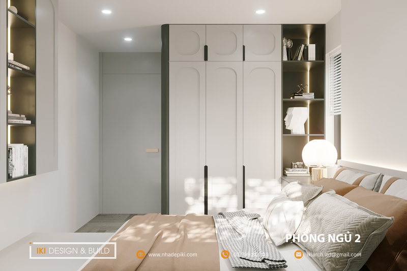 Tổng thể nội thất phòng ngủ phụ thứ 2 của chung cư CT2 VCN Apartment 
